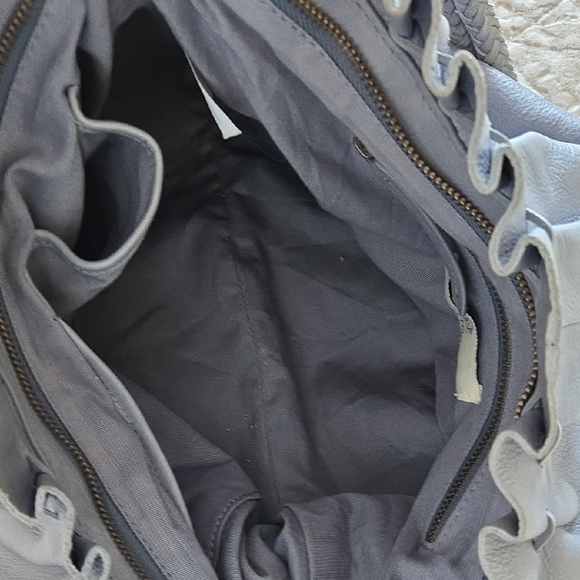 Mary Frances Leather Bkue Hobo Bag Roped Handles Feminine Spring - Picture 9 of 12